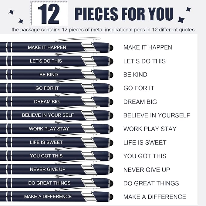 Zonon 12 Pcs Inspirational Pens Bulk Funny Ballpoint Pen - Image 3