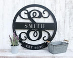 RealSteel Personalized Family Name Monogram Metal Sign – Custom Split Letter by RealSteel