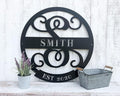 RealSteel Family Name Monogram, Personalized Family Name Metal Sign, Est Year by RealSteel