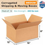 Medium Shipping & Moving Boxes 16 x 12 x 8 inches - Image 2