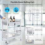 Medical Mobile Trolley Cart 2-Shelf 220 LBS Max Load Rolling Utility Cart Heavy - Image 4