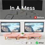 AFOOYO Dual Monitor Stand Riser, Adjustable Rainbow Cloud Desktop Organizer - Image 3