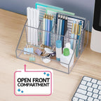 STORi Chloe Clear Plastic Stackable Desk Organizer, Rectangular 6-Compartment - Image 7