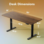 HUANUO 63 x 28 inch Electric Standing Desk Adjustable Height, 4 Memory Height - Image 2