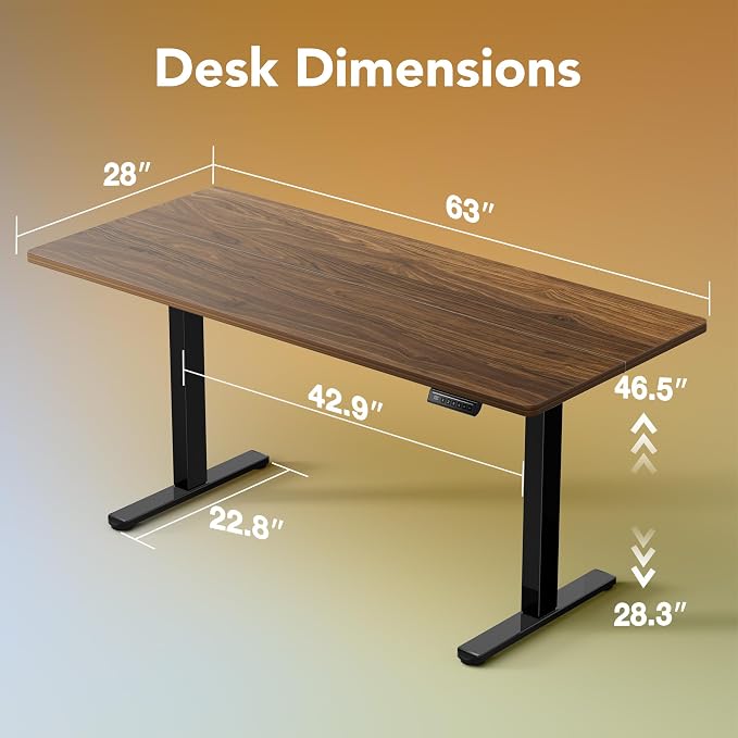 HUANUO 63 x 28 inch Electric Standing Desk Adjustable Height, 4 Memory Height - Image 2