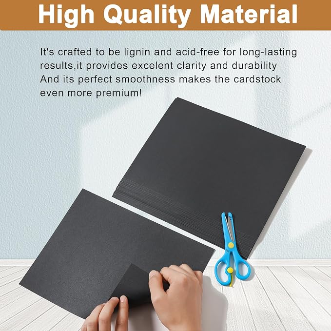 Silunkia 120 Sheets Shimmer Black Cardstock 8.5 x 11 Crafts Paper, 250gsm/92lb - Image 4