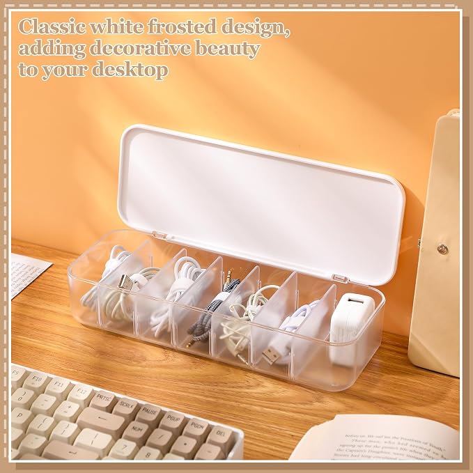 Cable Organizer Box with Lid, 7 Compartments Charger Organizer - Image 6