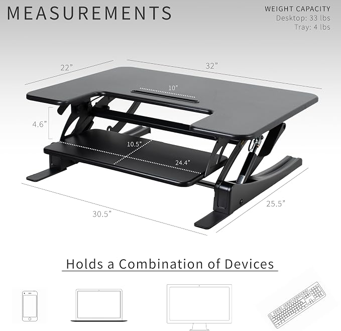 VIVO 32 inch Height Adjustable Stand Up Desk Converter, V Series, Quick Sit to - Image 3