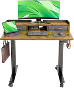 Claiks Standing Desk with Drawers, Adjustable Stand Up Electric Small Standing by CLAIKS