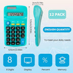 12 Pack Pocket Calculator Bulk: 8 Digit Hand Held Basic Calculator Small Solar - Image 2