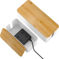 YECAYE 2 Pack Cable Management Box, Wooden Lid & Plastic Body, Medium and Small by Yecaye