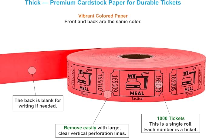 Tacticai 1000 Raffle Tickets, Single Roll, Ticket - Image 2