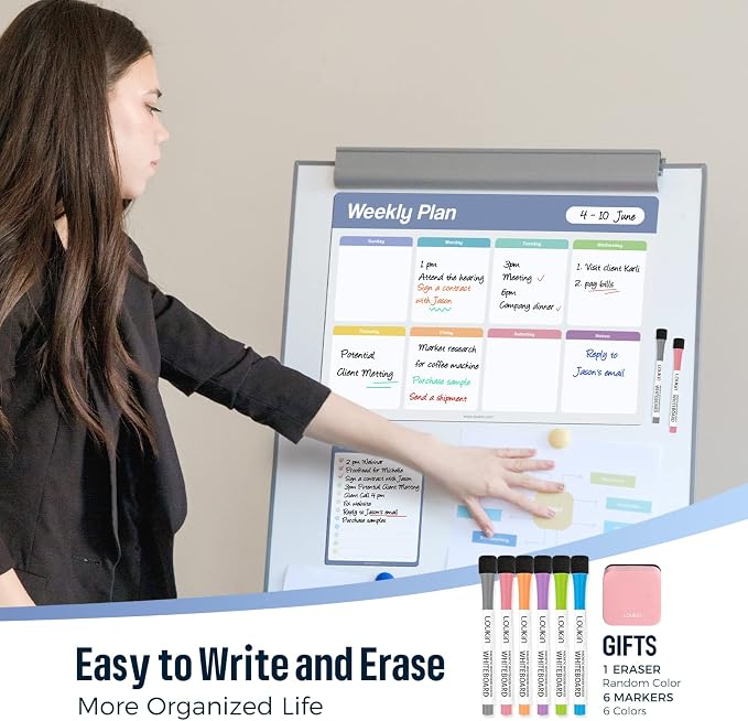 Loukin Dry Erase Calendar 4 Pack, Electrostatic Adsorption Whiteboard Planners - Image 3