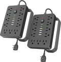 JouleLoom 2PCS 6 FT Flat Plug Surge Protector Power Strip, 11 Multiple AC by JouleLoom