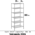 Regal Altair 24" Deep x 36" Wide x 86" Height Wire Shelving Kit | 6-Tier | NSF - Image 3