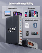695W USB C Charger Block, 10-Port USB C Charging Station GaN IV Travel - Image 3