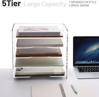 SANRUI Acrylic Desk File Organizer 5 Tier Letter Tray Paper Organizer - Image 6