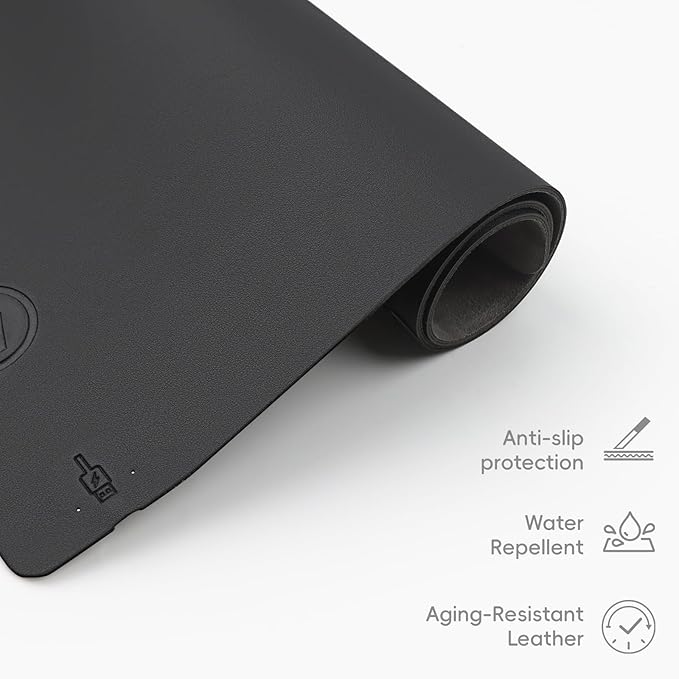 Mouse Pad with Wireless Charging, PU Leather Fast Charging Gaming Mouse Pad - Image 5