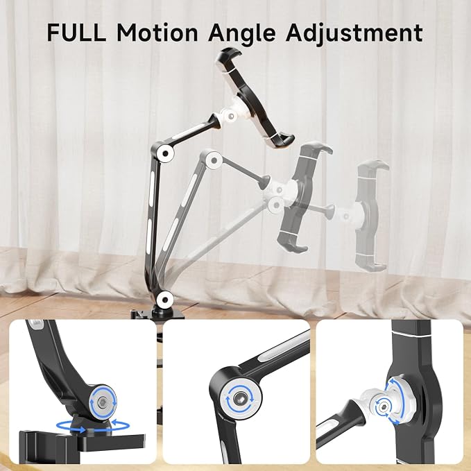 suptek Aluminum Alloy Cell Phone Desk Mount Stand 360° Tablet Stand and Holders - Image 2