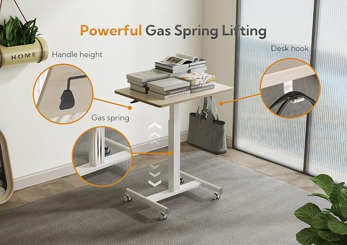 YDN Mobile Mobile Standing Desk, Adjustable Height Portable Laptop Desk - Image 4