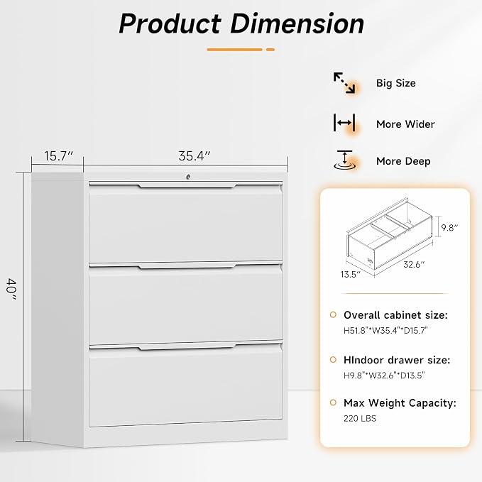 Bestoo 3-Drawer File Cabinet - Image 3