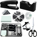 Black Office Desk Accessories, Desk Drawer Organizer, Stapler and Tape by Unknown