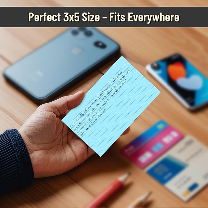 300 Count Index Cards 3 x 5 Inch Ruled Blue Index Cards, Flash Cards College - Image 4