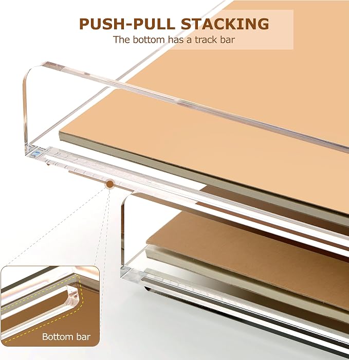 SANRUI 4 Tier Clear Desk Paper Letter Organizer Trays, A4 Stackable File - Image 4