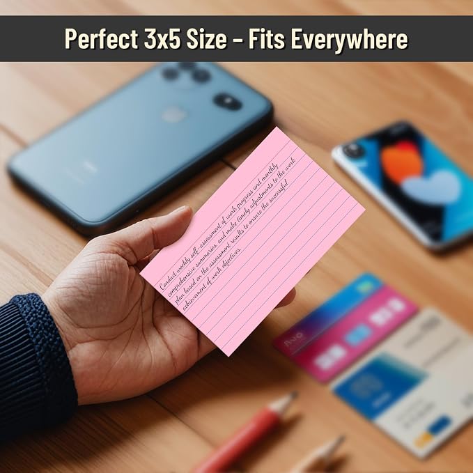 300 Count Index Cards 3 x 5 Inch Ruled Pink Index Cards, Flash Cards College - Image 4