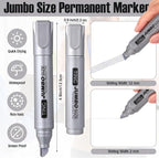Fuutreo 10 Pack Jumbo Permanent Markers Bulk Large Chisel Tip Permanent Markers - Image 2
