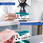 100 Pcs Clear Horizontal Badge Id Card and 100 Pcs Lanyard, Reusable Lanyards - Image 5