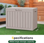 PATIOEASY 45GAL Deck Box -Grey, Lockable Patio Outdoor Storage Box - Image 2