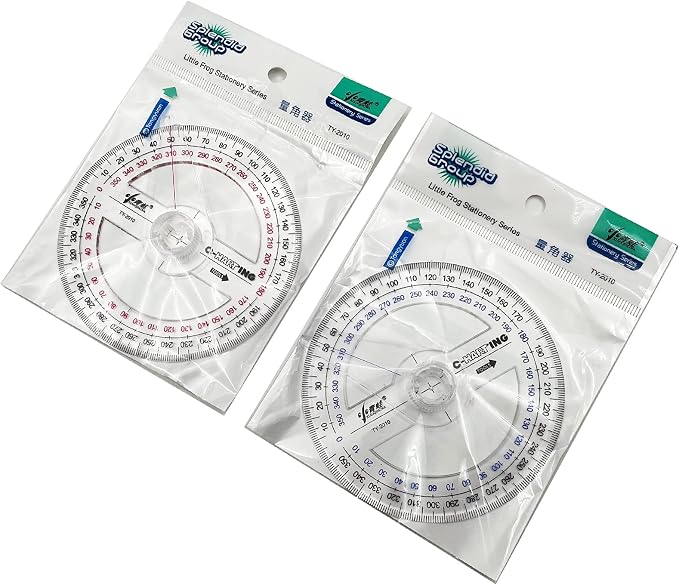 360° Protractor Pack of 2 Protactors Plastic Protractor Math Protractors Clear - Image 7