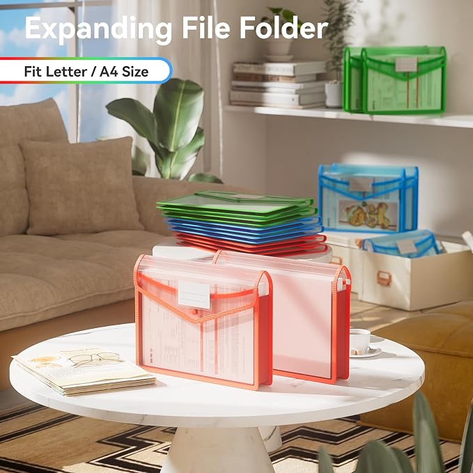 ABC life 6-Pack Plastic Expanding File Folder, Translucent Envelopes - Image 2