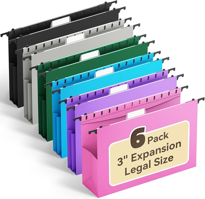 Ansook Plastic Legal Size Hanging File Folders, Heavy Duty 3" Expandable Legal by Ansook
