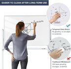 Mobile Clear Glass Whiteboard, 48 x 32 Inches Standing White Board on Wheels - Image 4