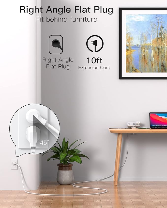 Desk Clamp Power Strip, 65W 10ft Extension Cord- 2 Outlets Desktop Power Strip - Image 5