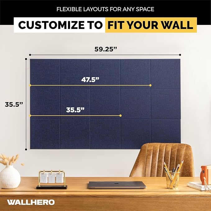 Large Cork Board Alternative | 15 Pack | Sizing Up to 59”x36”, Felt Wall Tiles - Image 4