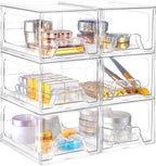 Stebopum 6 Pack Stackable Makeup Organizer, 4.4'' Tall Acrylic Bathroom Makeup by Stebopum
