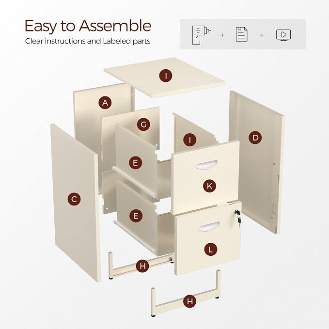 Kubohogar 2 Drawer File Cabinet - Image 6