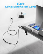 Flat Plug Desk Clamp Power Strip 10FT, 24W Total Charging Station, Desk Edge - Image 5