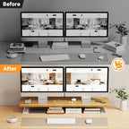 NestNeat Dual Monitor Stand Riser, 39 Inch Large Wood Monitor Stands - Image 8