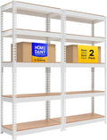 HOMEDANT 5 Tier Laminated White Boltless Metal Shelving Unit Adjustable Garage by TheBestOrganizingSolution