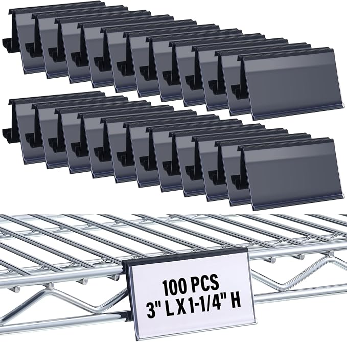 Kathfly 100 Pcs Wire Shelf Label Holders Compatible by Kathfly