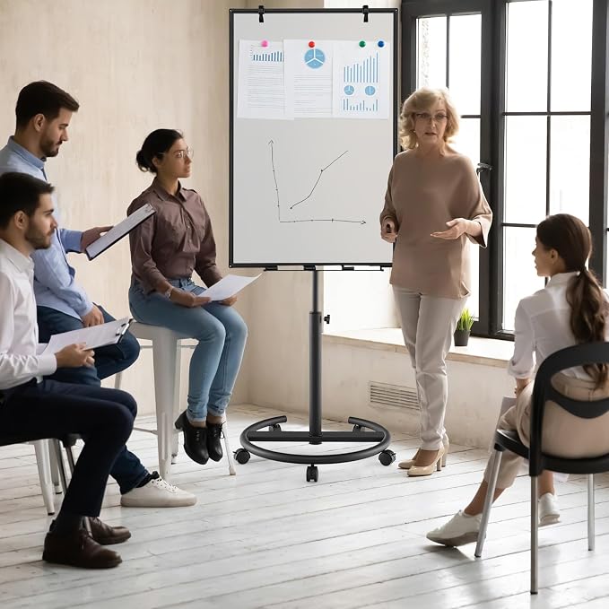 Goplus 40” x 26” Rolling Whiteboard, Height Adjustable Magnetic Dry Erase Board - Image 8