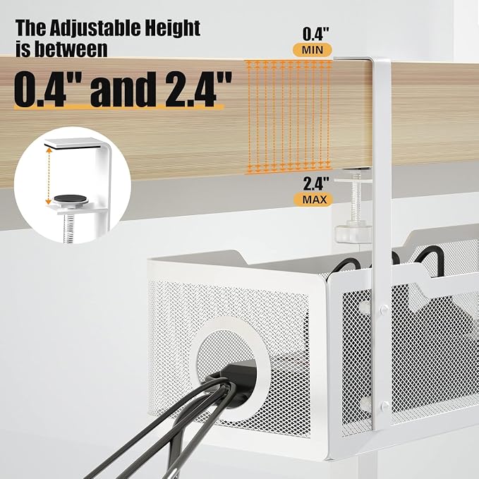 4 Pack Under Desk Cable Management Box White, Cinati 53.6" Wire Organizers No - Image 2