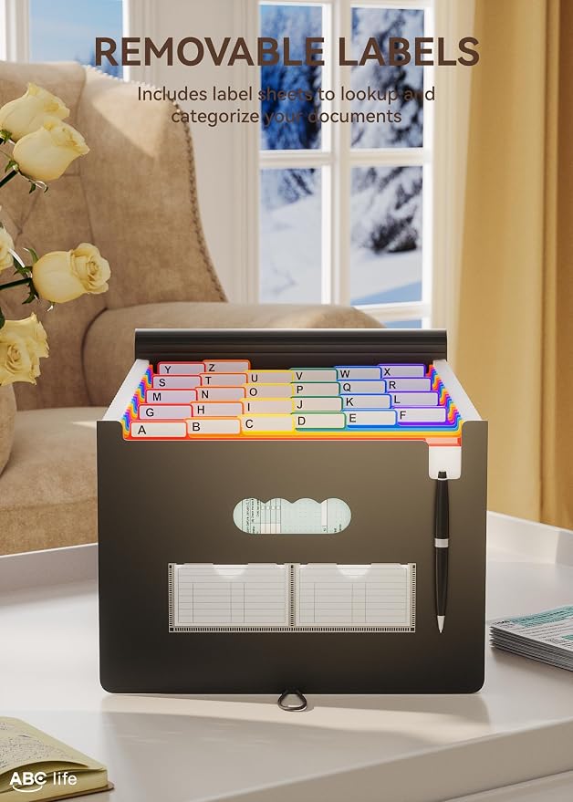 ABC life 26 Pockets Accordion File Organizer, Expanding File Folders, Portable - Image 4