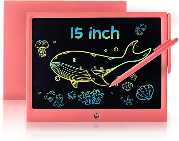 LCD Writing Tablet for Kids, 15 Inch Colorful Electronic Doodle Board, by ERUW