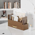 WISUCART Bamboo Desk Organizer Mail Holder Countertop Wood Desk Drawer Tabletop - Image 3