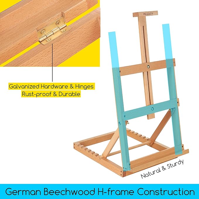 MEEDEN Heavy-Duty Tabletop Studio H-Frame Wooden Easel- Solid Beech Wood - Image 5